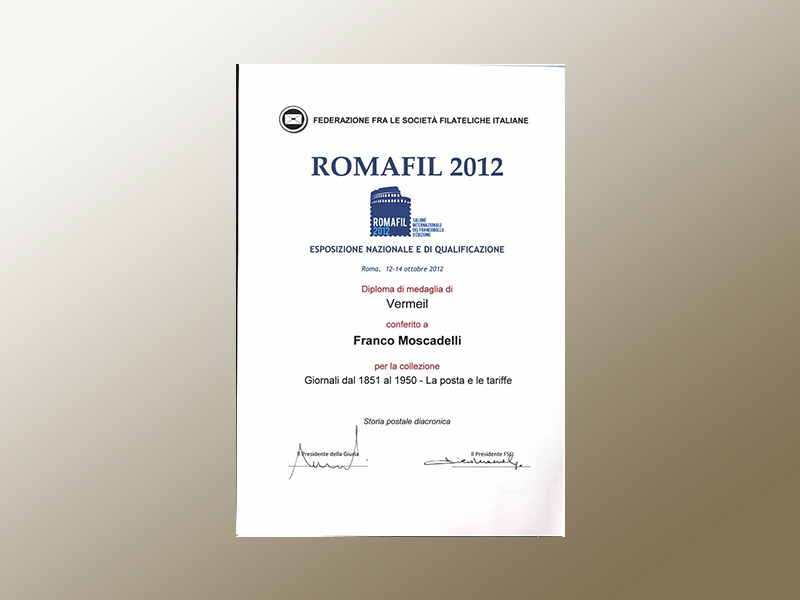 Romafil 2012 medaglia di Vermeil